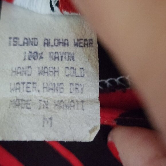 Pumehana Vintage Hawaiian Red Black Maxi Dress Size M - Picture 6 of 6